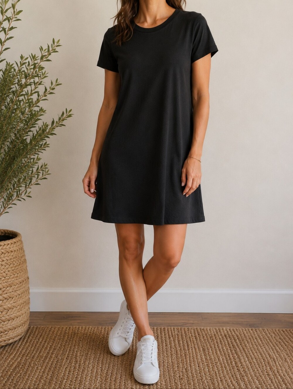 Old Navy Black T-Shirt Swing Dress | Size Large | Short Sleeve Casual Mini